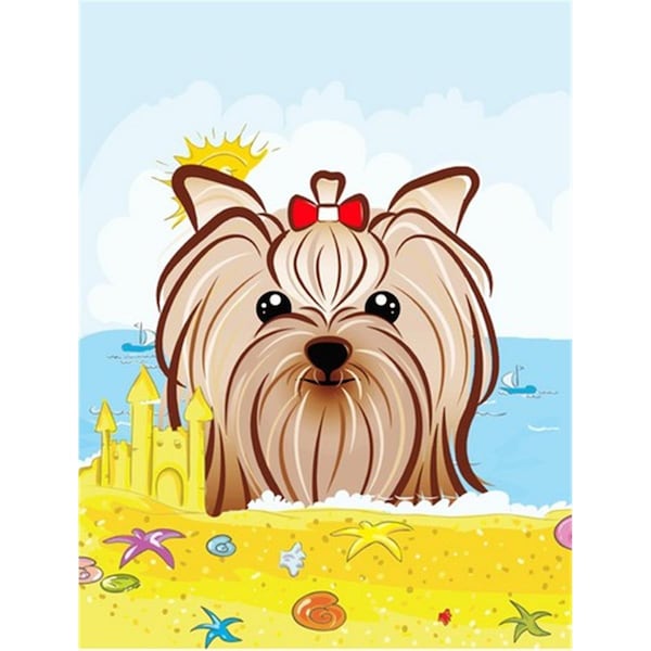 Patioplus Yorkie Yorkshire Terrier Summer Beach Canvas House Flag - PA2557720