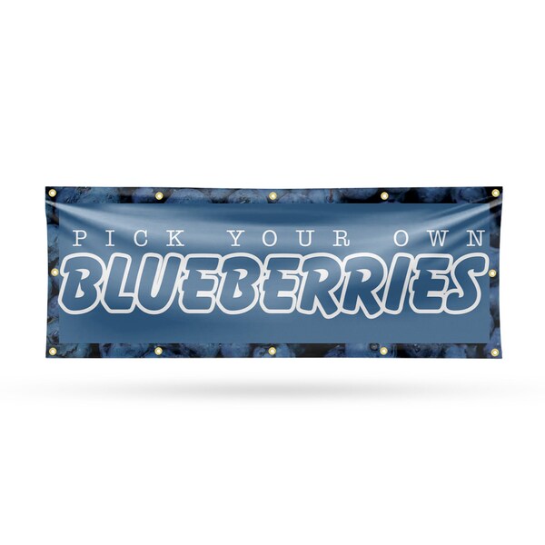 Signmission Pick Your Own Blueberries, 48 Inch x 120 Inch, Vinyl Banner - B-120-30789