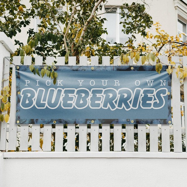 Signmission Pick Your Own Blueberries, 48 Inch x 120 Inch, Vinyl Banner - B-120-30789