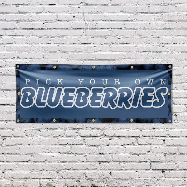 Signmission Pick Your Own Blueberries, 48 Inch x 120 Inch, Vinyl Banner - B-120-30789