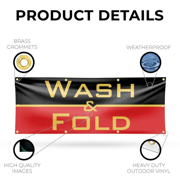 Signmission Wash and Fold, 36 Inch x 96 Inch, Vinyl Banner - B-96-30920