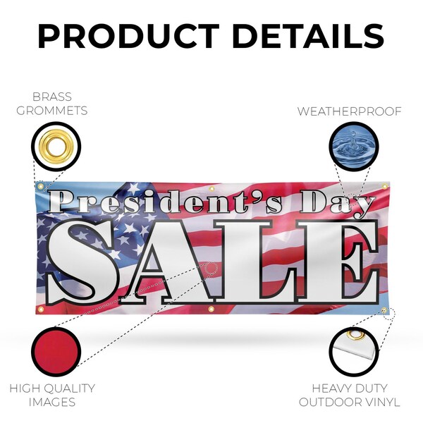 Signmission Presidents Day Sale, 24 Inch x 72 Inch, Vinyl Banner - B-72-30815