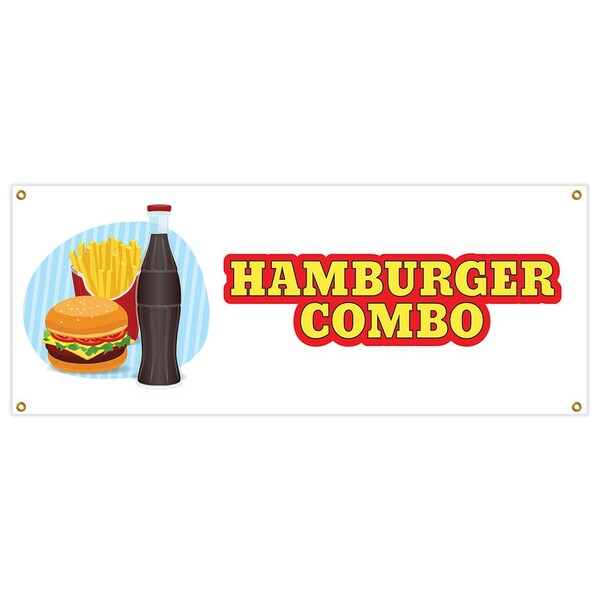 Signmission Hamburger Combo Banner Heavy Duty 13 Oz Vinyl with Grommets - B-HAMBURGER COMBO
