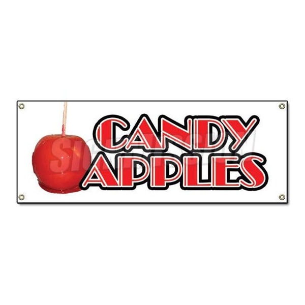 Signmission CANDY APPLES BANNER SIGN caramel apple cart signs taffy homemade candy fresh - B-CANDY APPLES