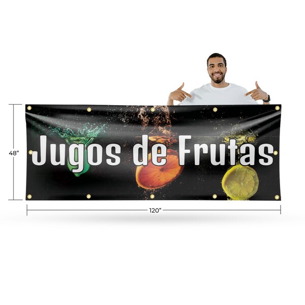 Signmission Jugos de Frutas, 48 Inch x 120 Inch, Vinyl Banner - B-120-30714
