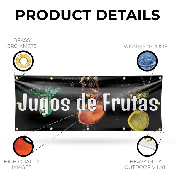 Signmission Jugos de Frutas, 48 Inch x 120 Inch, Vinyl Banner - B-120-30714