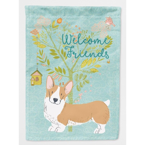 Carolines Treasures Welcome Friends Pembroke Welsh Corgi Red Flag Garden - Size - CA70136