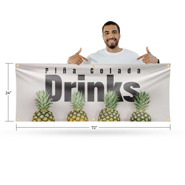 Signmission Pina Colada Drinks, 24 Inch x 72 Inch, Vinyl Banner - B-72-30803