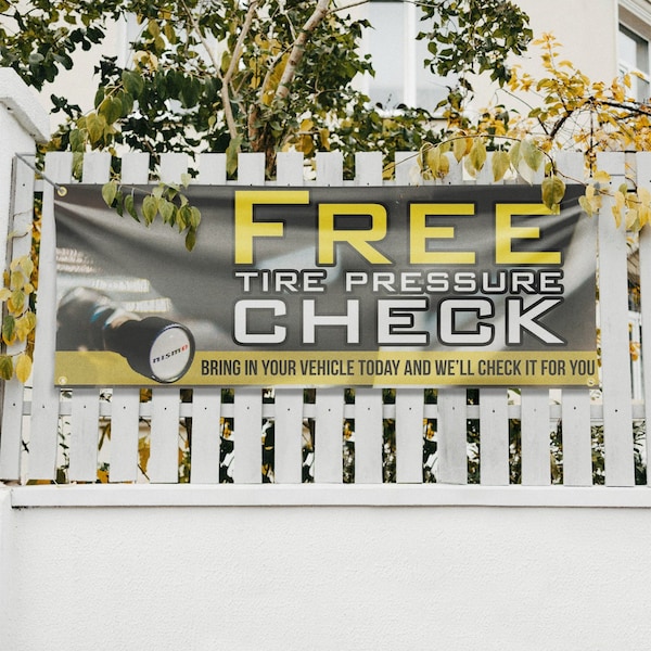 Signmission Free Tire Pressure Check, 18 Inch x 48 Inch, Vinyl Banner - B-30647