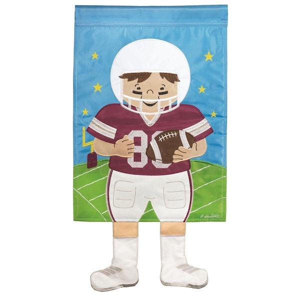 Magnolia Gardens 13 x 18 in Football Maroon  Grey Applique Garden Flag - M011280
