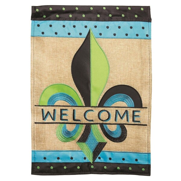 Magnolia Gardens 29 x 42 in Double Applique Two Colored FLD Burlap Garden Flag Large - M001337
