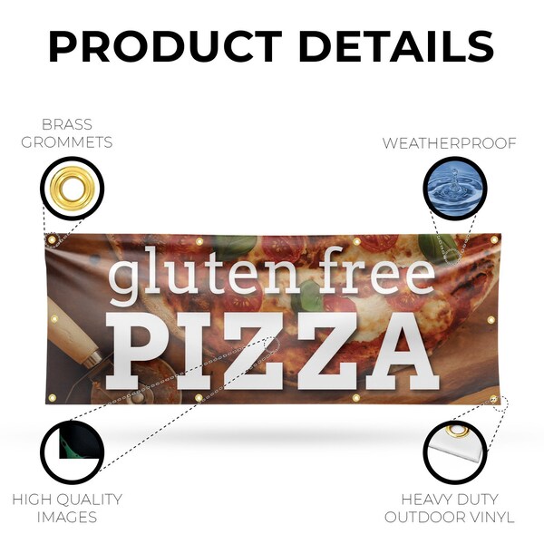 Signmission Gluten Free Pizza, 36 Inch x 96 Inch, Vinyl Banner - B-96-30673