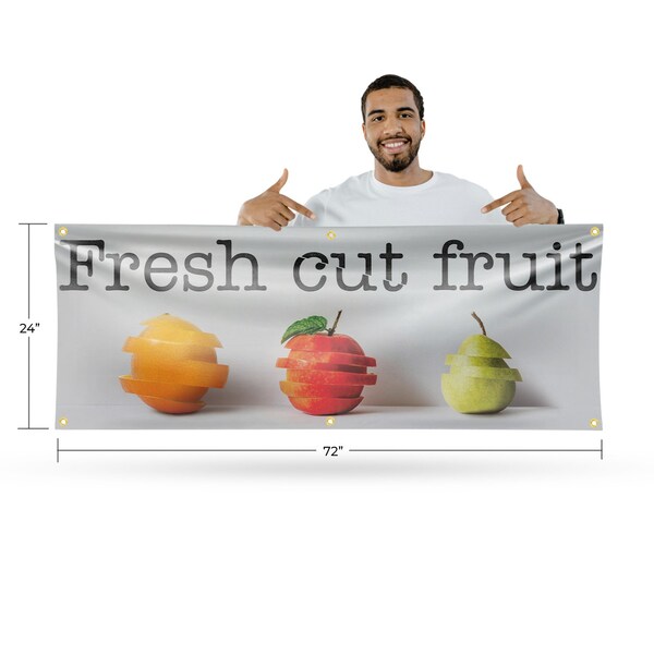 Signmission Fresh Cut Fruit, 24 Inch x 72 Inch, Vinyl Banner - B-72-30655