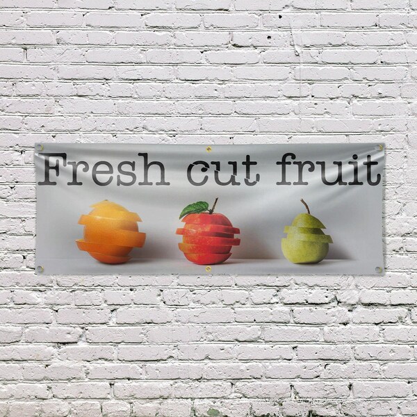 Signmission Fresh Cut Fruit, 24 Inch x 72 Inch, Vinyl Banner - B-72-30655