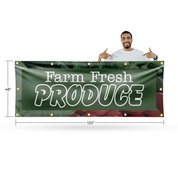 Signmission Farm Fresh Produce, 48 Inch x 120 Inch, Vinyl Banner - B-120-30611