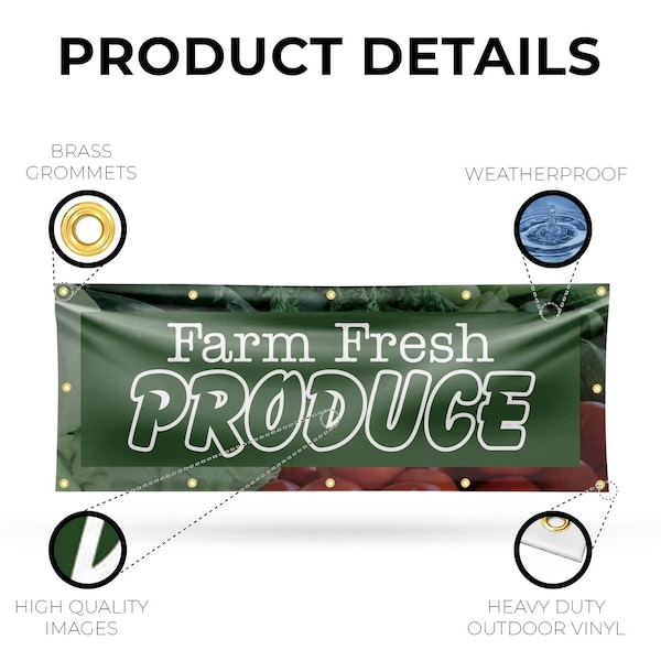 Signmission Farm Fresh Produce, 48 Inch x 120 Inch, Vinyl Banner - B-120-30611
