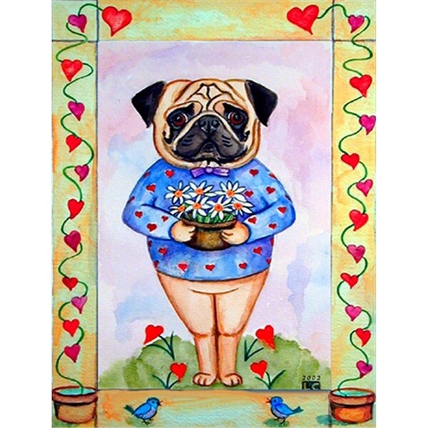 Patioplus Little Girl with her Bernese Mountain Dog Canvas Flag - House Size; 28 x 40 in. - PA244447