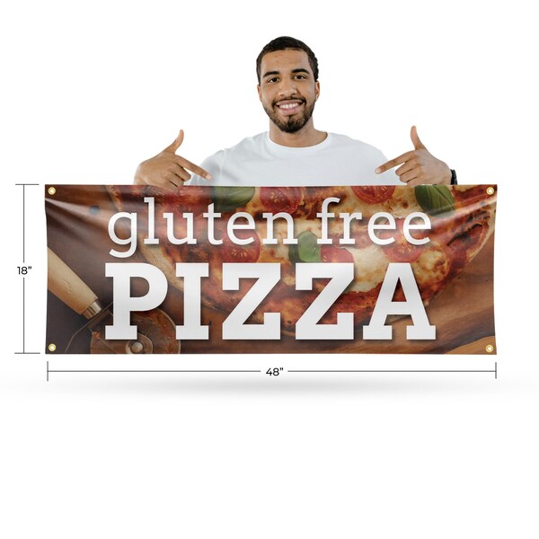 Signmission Gluten Free Pizza, 18 Inch x 48 Inch, Vinyl Banner - B-30673