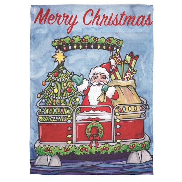 Dicksons 30 x 44 in Santa Pontoon Double Applique Large Garden Flag - M070094