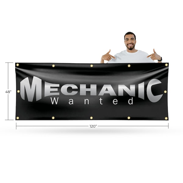 Signmission Mechanic Wanted, 48 Inch x 120 Inch, Vinyl Banner - B-120-30733