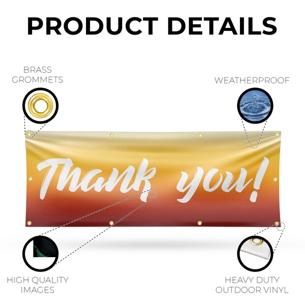 Signmission Thank You, 36 Inch x 96 Inch, Vinyl Banner - B-96-30886