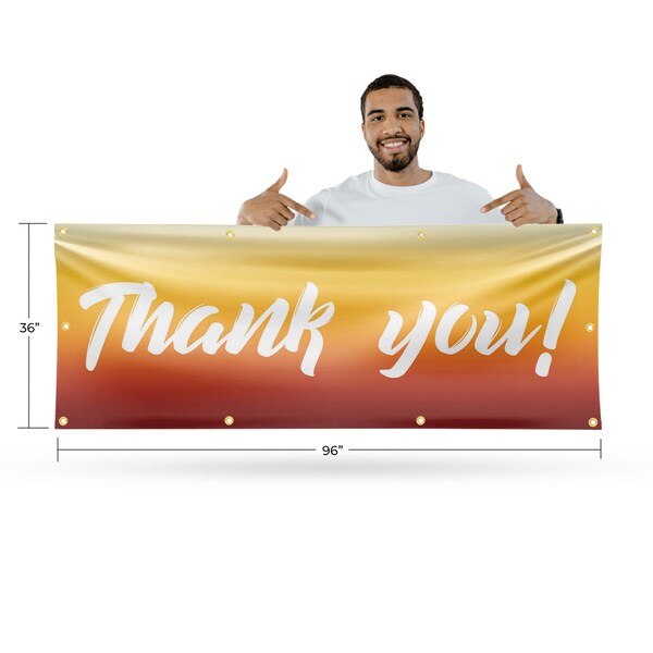 Signmission Thank You, 36 Inch x 96 Inch, Vinyl Banner - B-96-30886