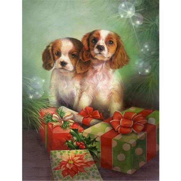 Patioplus Cavalier Spaniels & Christmas Presents Flag Canvas House Size - PA714678