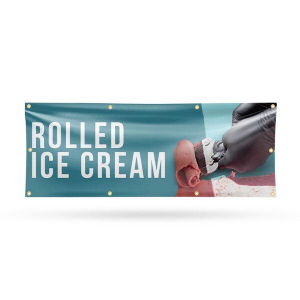 Signmission Rolled Ice Cream, 36 Inch x 96 Inch, Vinyl Banner - B-96-30838