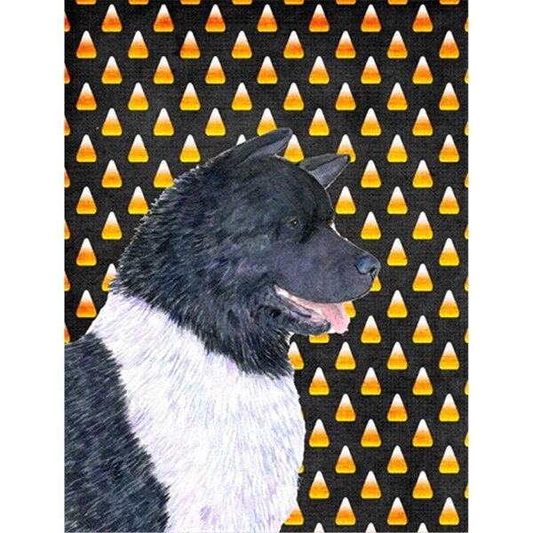 Carolines Treasures 11 x 15 in. Akita Candy Corn Halloween Portrait Garden Size Flag - SS4314GF