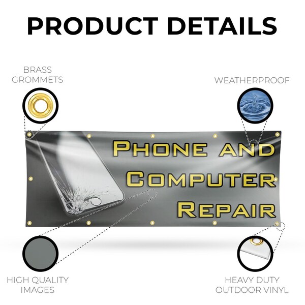 Signmission Phone and Computer Repair, 48 Inch x 120 Inch, Vinyl Banner - B-120-30787