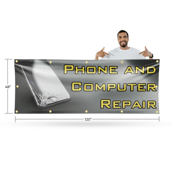 Signmission Phone and Computer Repair, 48 Inch x 120 Inch, Vinyl Banner - B-120-30787