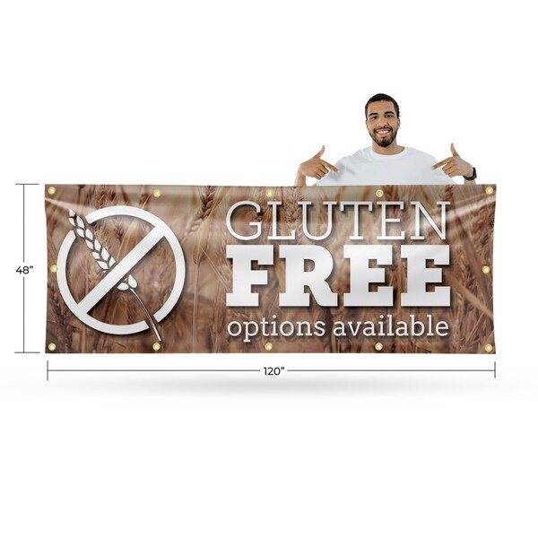 Signmission Gluten Free Options Available, 48 Inch x 120 Inch, Vinyl Banner - B-120-30672