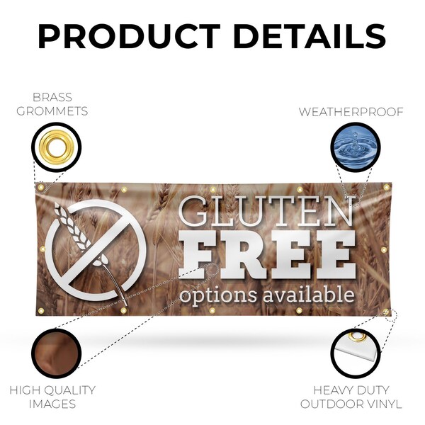 Signmission Gluten Free Options Available, 48 Inch x 120 Inch, Vinyl Banner - B-120-30672