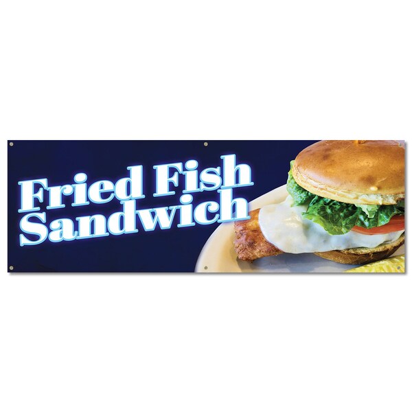 Signmission Fried Fish Sandwich, 24 Inch, Banner - B-72-30379
