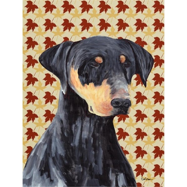Patioplus 15 x 15 In. Doberman Fall Leaves Portrait Flag; Garden Size - PA245709