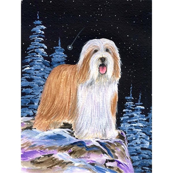 Patioplus Starry Night Bearded Collie Flag - Garden Size; 11 x 15 in. - PA631204