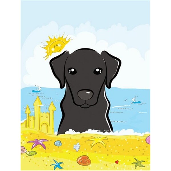 Patioplus Black Labrador Summer Beach Canvas House Flag - PA2557681