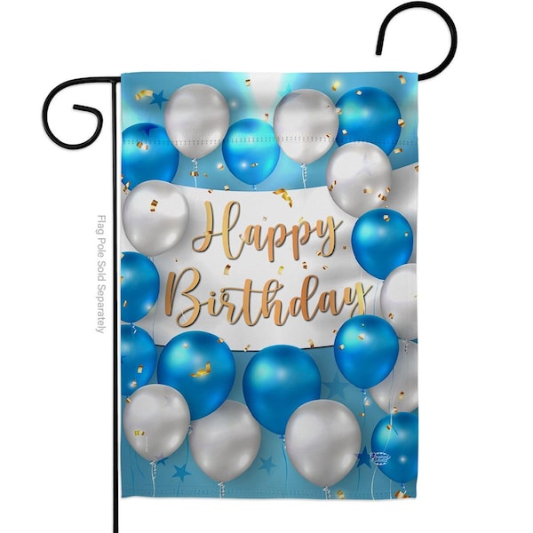 Cuadrilatero Birthday Balloons Celebration Double-Sided Decorative Garden Flag, Multi Color - CU3912135