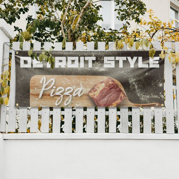 Signmission Detroit Style Pizza, 18 Inch x 48 Inch, Vinyl Banner - B-30544