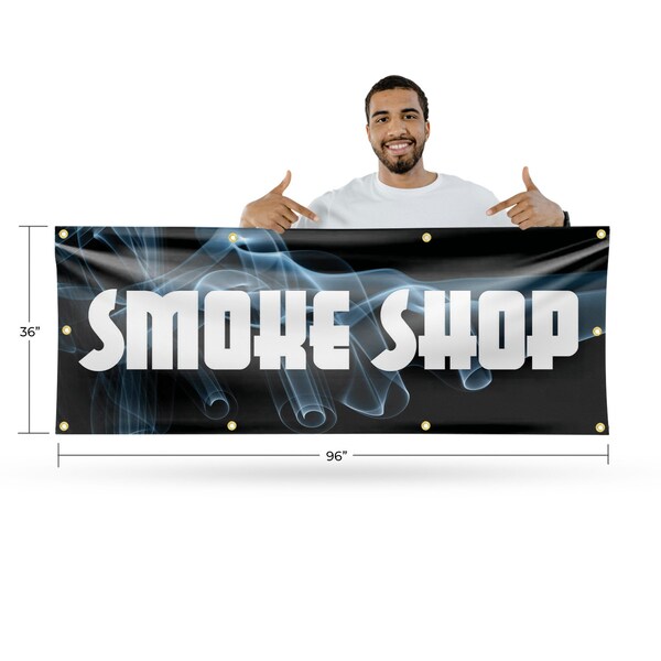 Signmission Smoke Shop, 36 Inch x 96 Inch, Vinyl Banner - B-96-30856