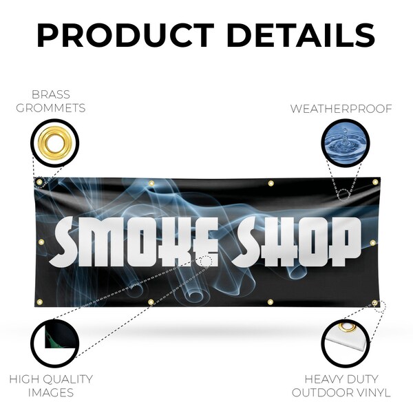 Signmission Smoke Shop, 36 Inch x 96 Inch, Vinyl Banner - B-96-30856