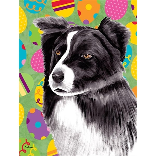 Patioplus 11 x 15 in. Border Collie Easter Eggtravaganza Garden Size Flag - PA246152