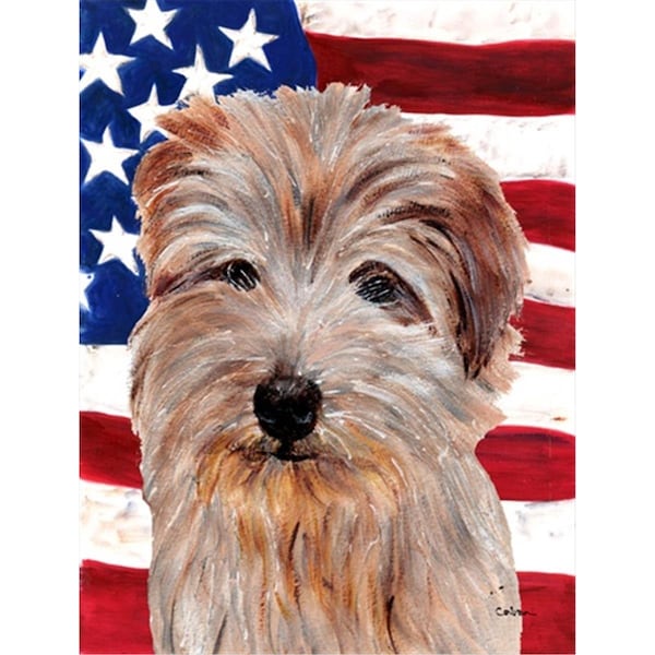 Patioplus Norfolk Terrier with American Flag USA Flag Garden Size - PA247924