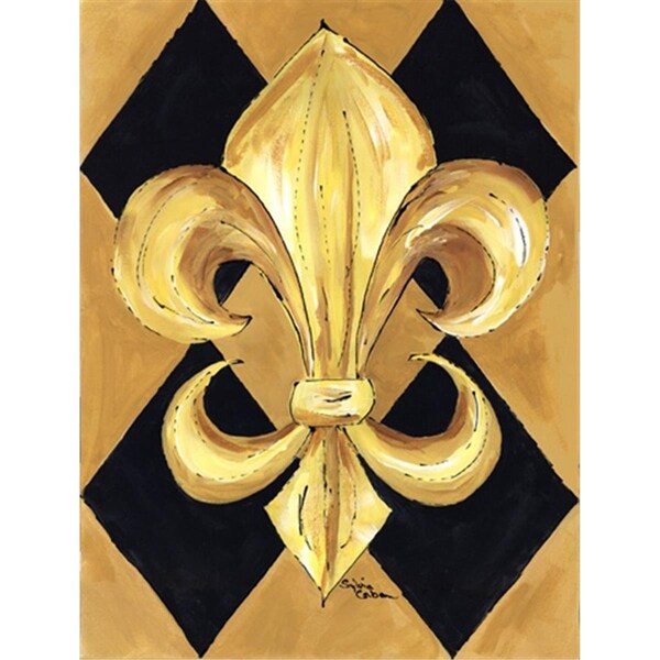 Patioplus Black and Gold Fleur de lis New Orleans Flag Canvas House Size - PA2554895
