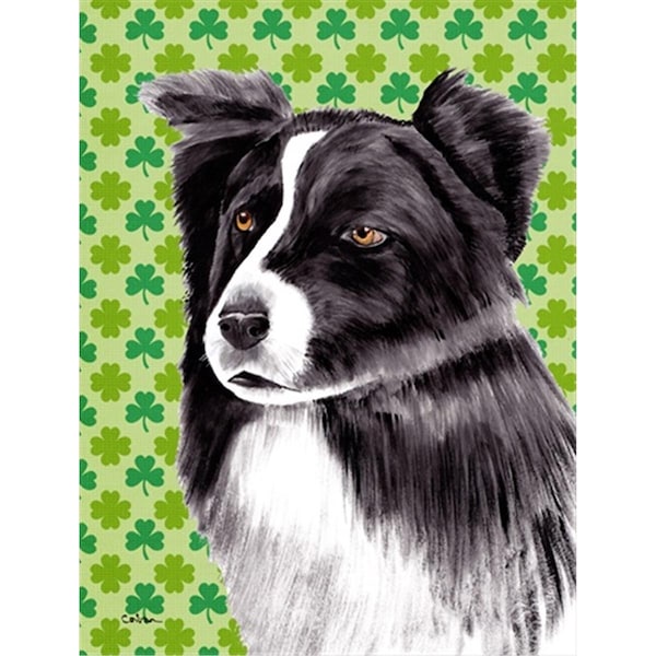 Patioplus 40 x 40 in. Border Collie St. Patricks Day Shamrock Portrait House Size Canvas Flag - PA2554649