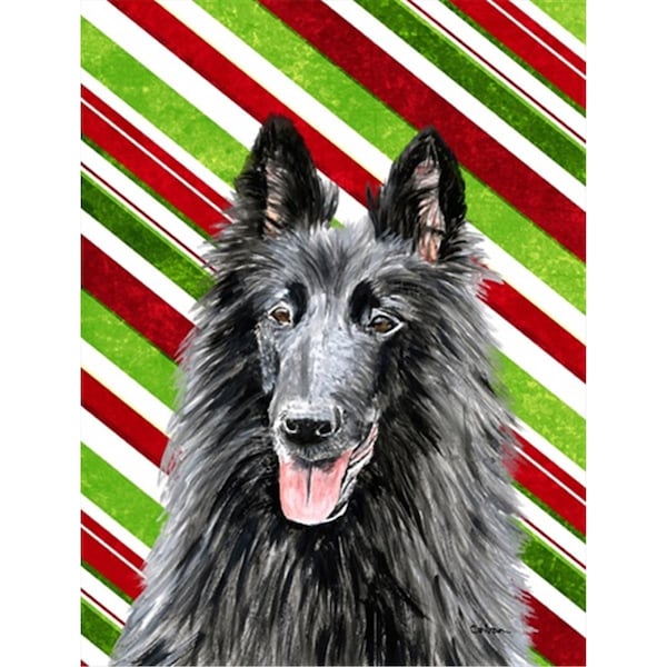 Patioplus Belgian Sheepdog Candy Cane Holiday Christmas Flag - Garden Size; 11 x 15 in. - PA251872