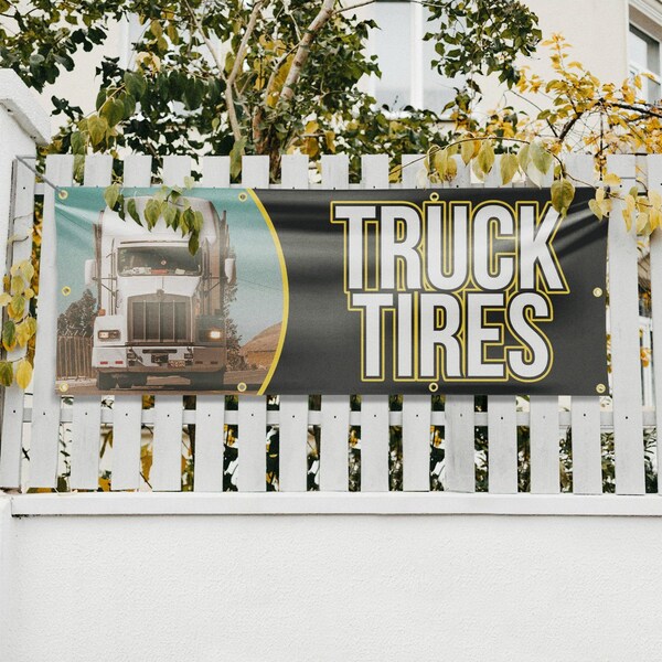 Signmission Semi Truck Tires, 36 Inch x 96 Inch, Vinyl Banner - B-96-30851