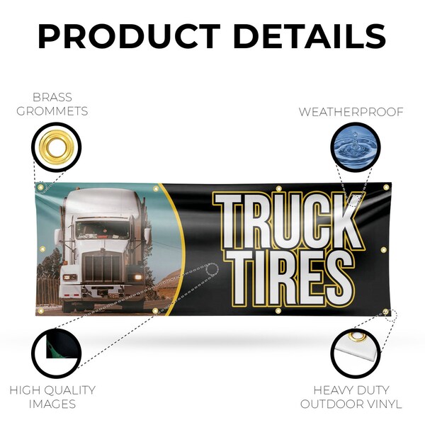 Signmission Semi Truck Tires, 36 Inch x 96 Inch, Vinyl Banner - B-96-30851