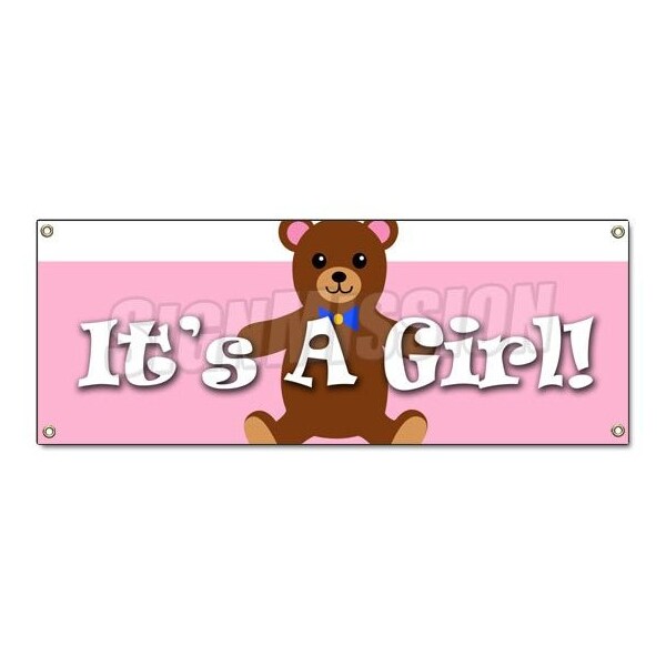 Signmission ITS A GIRL! BANNER SIGN birth pregnant hospital welcome home - B-ITS A GIRL