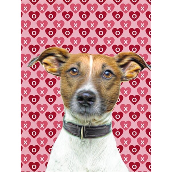 Patioplus Hearts Love and Valentines Day Jack Russell Terrier Flag Garden Size - PA254632